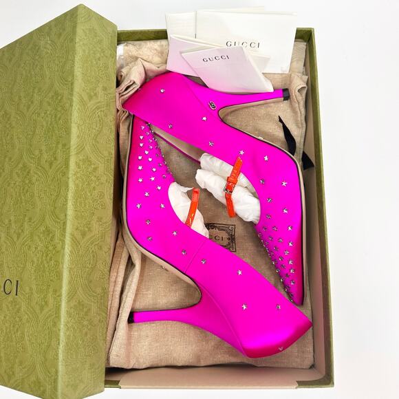 Gucci Jodie Crystal Embellished Satin Pump - Women’s 8.5 - Picture 2 of 8